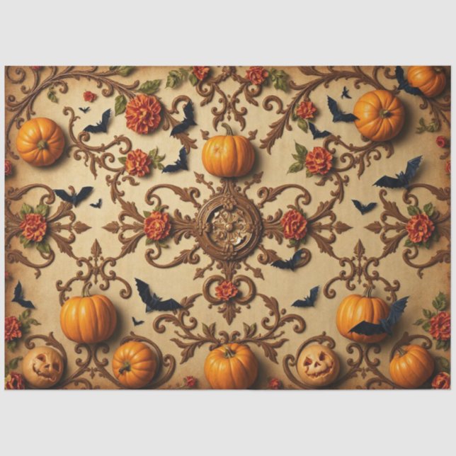 Papel De Seda Patrón francés medieval de Halloween (Anverso)
