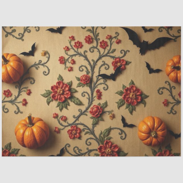 Papel De Seda Patrón francés medieval de Halloween (Anverso)