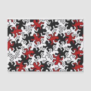 Papel De Seda Patrón Geckos Mosaico - blanco negro rojo