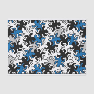 Papel De Seda Patrón Geckos Mosaico - gris blanco azul