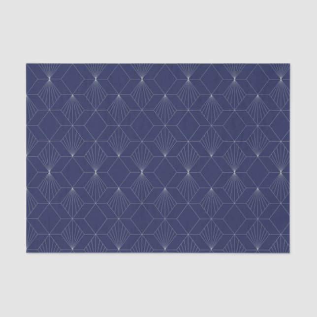 Papel De Seda Patrón geométrico abstracto Art Deco Azul oscuro (Anverso)