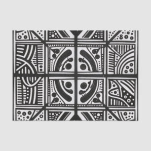 Papel De Seda Patrón geométrico abstracto blanco y negro