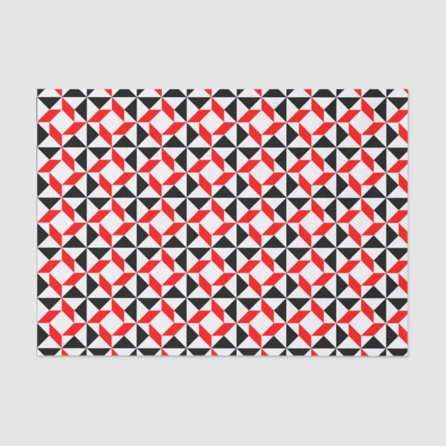 Papel De Seda Patrón geométrico abstracto de blanco rojo (Anverso)