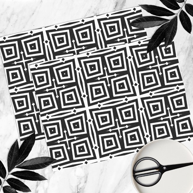Papel De Seda Patrón geométrico abstracto moderno en blanco y ne (Subido por el creador)