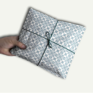 Papel De Seda Patrón geométrico árabe   Blanco Verde azulado