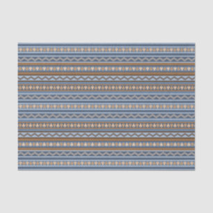 Papel De Seda Patrón geométrico azul y marrón al estilo del suro