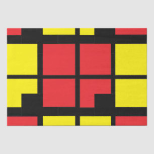 Papel De Seda Patrón geométrico de cuadrados amarillos rojos