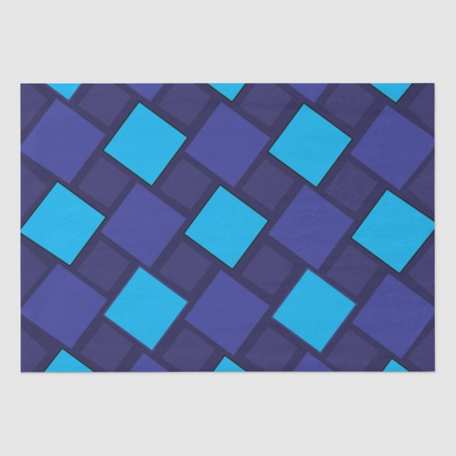 Papel De Seda Patrón geométrico de diamante azul  (Anverso)