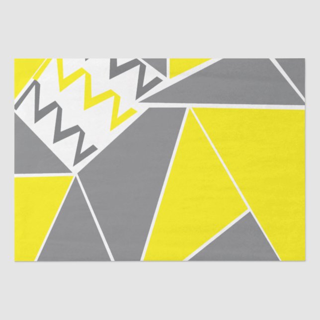 Papel De Seda Patrón geométrico de franja de Chevron gris amaril (Anverso)