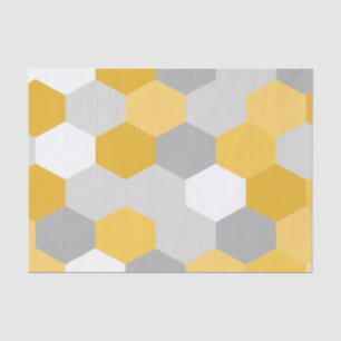 Papel De Seda Patrón geométrico de hexágono gris amarillo