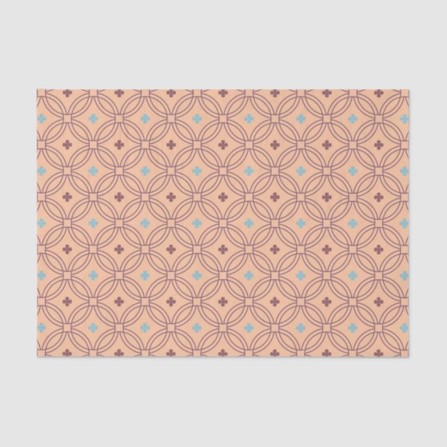 Papel De Seda Patrón geométrico de interbloqueo rosa y azul retr (Anverso)