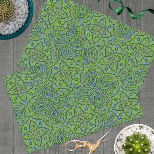 Papel De Seda Patrón geométrico de la zona verde esmeralda