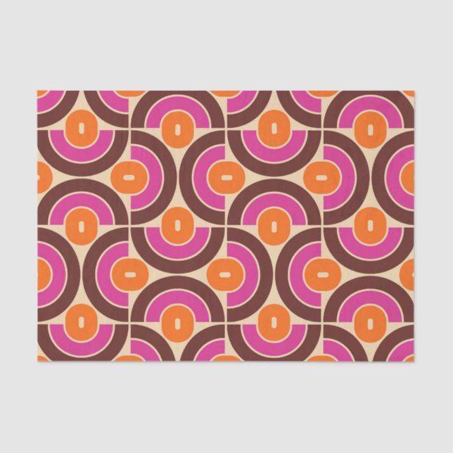 Papel De Seda Patrón geométrico de medios retro 70 (Anverso)