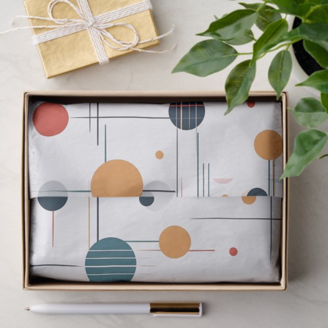 Papel De Seda Patrón geométrico de Mid Century (Regalo )