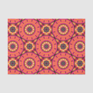 Papel De Seda Patrón geométrico de mosaico funky rosa y naranja