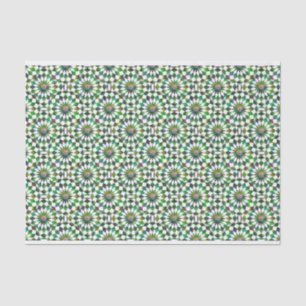 Papel De Seda Patrón geométrico de Pixels Green Bokeh Retro de 1