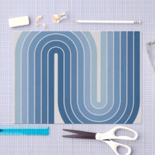 Papel De Seda Patrón geométrico de rayas arqueadas de estilo ret