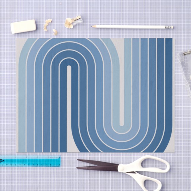 Papel De Seda Patrón geométrico de rayas arqueadas de estilo ret (Artesanía)