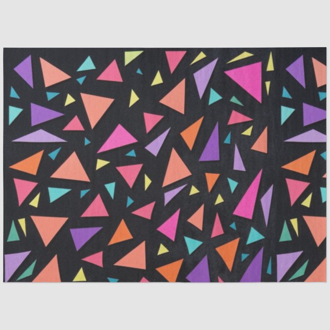 Papel De Seda Patrón geométrico de triángulo multicolor (Anverso)
