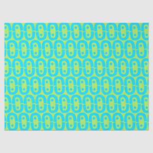 Papel De Seda Patrón geométrico de turquesa y verde lima