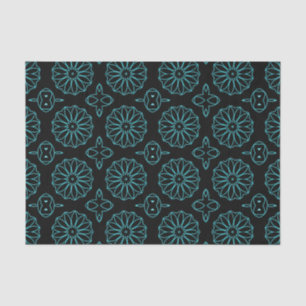 Papel De Seda Patrón geométrico decorativo negro y Verde azulado