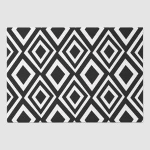 Papel De Seda Patrón geométrico del diamante blanco y negro
