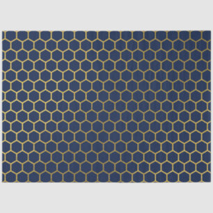 Papel De Seda Patrón geométrico del hexágono azul y oro de la ma