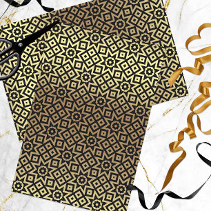 Papel De Seda Patrón Geométrico Del Mosaico Marroquí Oro Y Negro