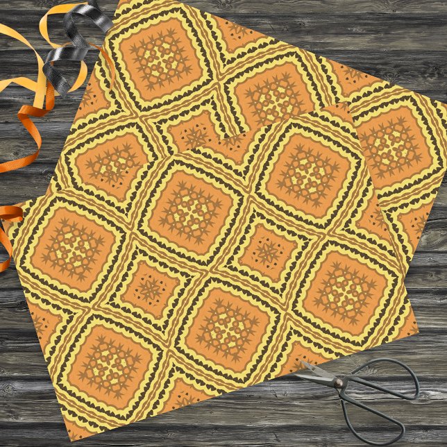 Papel De Seda Patrón geométrico del mosaico negro amarillo naran (Subido por el creador)