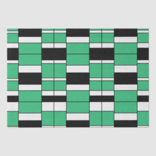 Papel De Seda Patrón geométrico del siglo medio verde negro