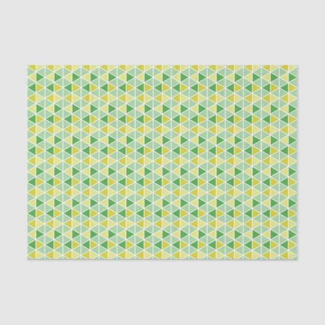 Papel De Seda Patrón geométrico del triángulo amarillo verde mod (Anverso)