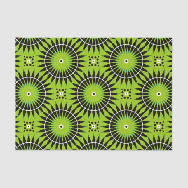 Papel De Seda Patrón Geométrico Elegante Boho Lime Green (Anverso)