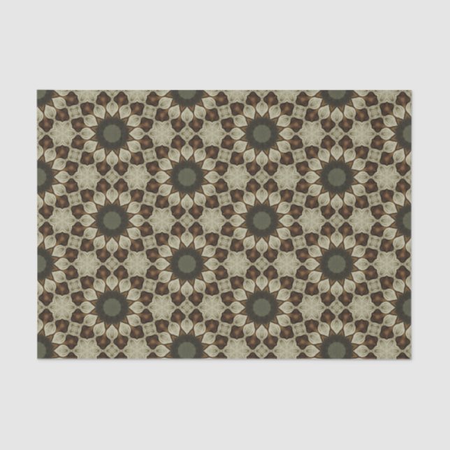 Papel De Seda Patrón Geométrico Elegante Clásico Resumen Floral (Anverso)