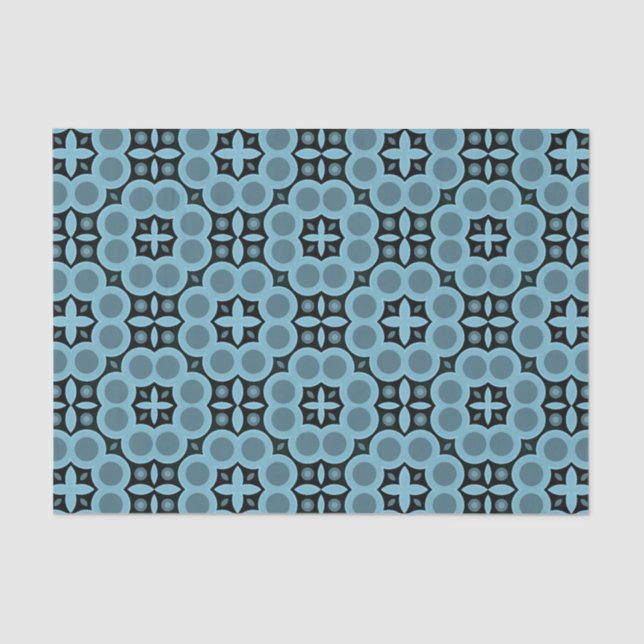 Papel De Seda Patrón geométrico elegante del mosaico azul (Anverso)