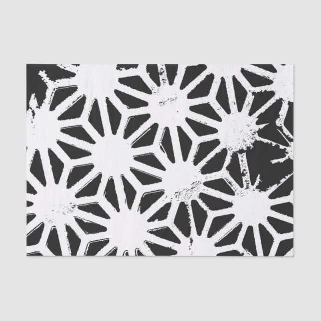 Papel De Seda Patrón geométrico en blanco y negro (Anverso)