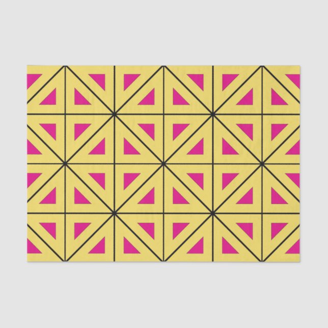 Papel De Seda Patrón geométrico estiloso amarillo y rosa (Anverso)
