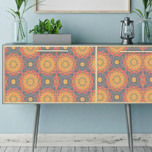 Papel De Seda Patrón geométrico floral colorido de mosaico étnic
