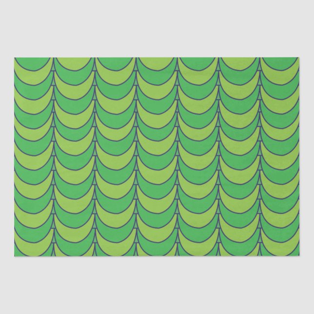 Papel De Seda Patrón geométrico geométrico de medio círculo verd (Anverso)