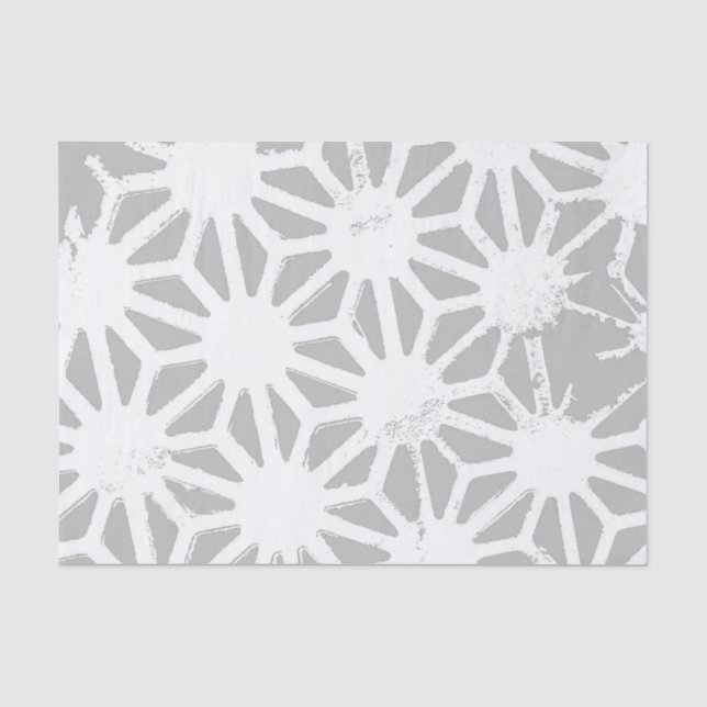 Papel De Seda Patrón geométrico gris y blanco (Anverso)