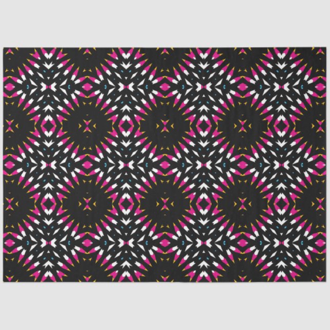 Papel De Seda Patrón geométrico Guay negro y magenta (Anverso)
