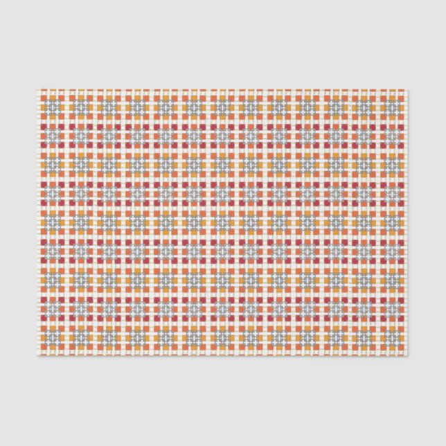 Papel De Seda Patrón geométrico moderno de cuadrados Amber (Anverso)