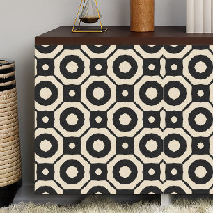 Papel De Seda Patrón geométrico moderno de mosaico negro y beige
