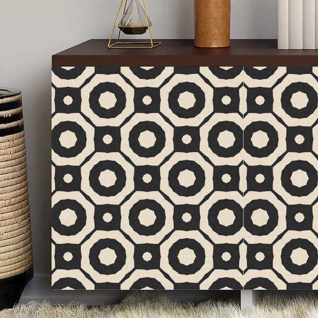 Papel De Seda Patrón geométrico moderno de mosaico negro y beige (Subido por el creador)