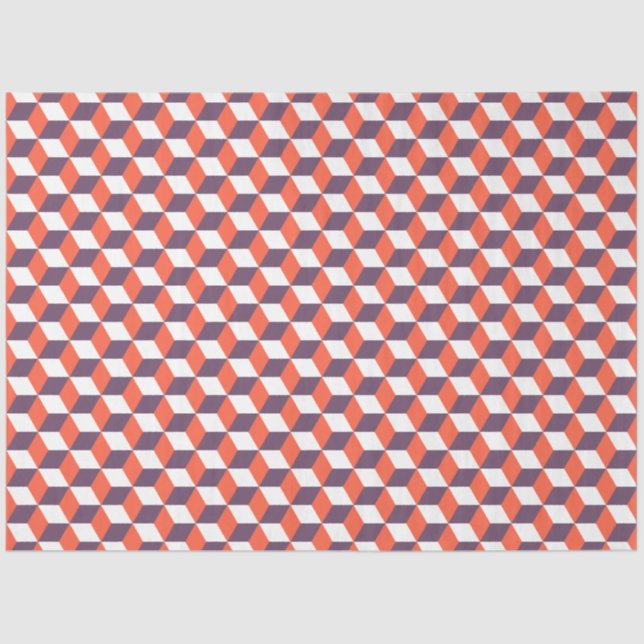 Papel De Seda Patrón geométrico moderno del cubo rojo azul de la (Anverso)