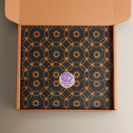 Papel De Seda Patrón Geométrico Moderno, Negro Y Naranja