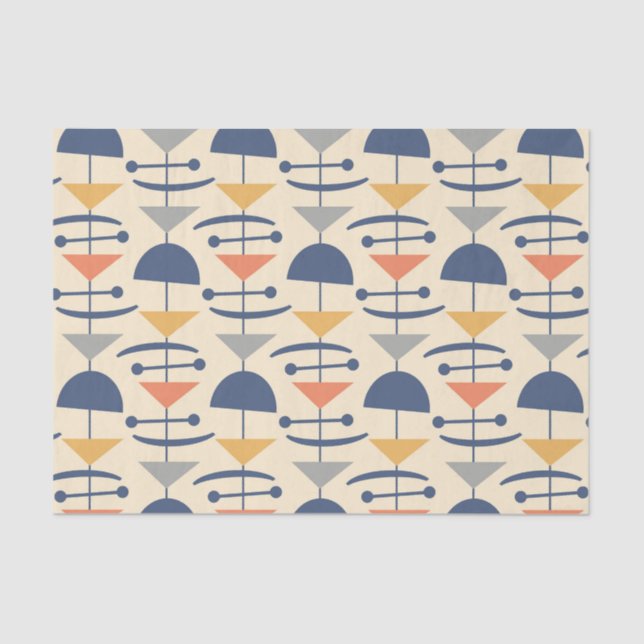 Papel De Seda Patrón Geométrico Moderno Retro Mid Century (Anverso)