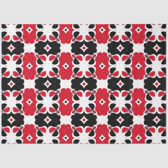 Papel De Seda Patrón geométrico moderno rojo negro y blanco (Anverso)