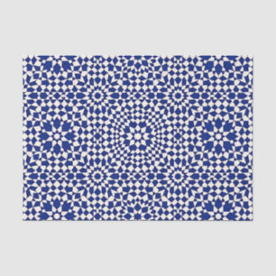 Papel De Seda Patrón geométrico mosaico azul marino