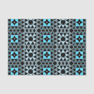 Papel De Seda Patrón geométrico mosaico de moda azul y negro