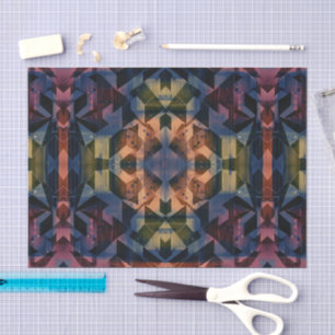 Papel De Seda Patrón geométrico multicolor con flor marrón